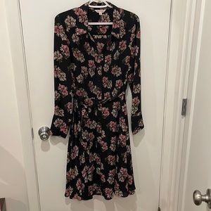 Nanette Lepore black dress with flower detailing, size 10